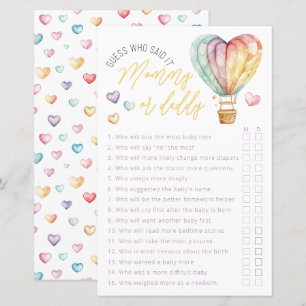 Mommy or Daddy Baby Shower Game Sheet