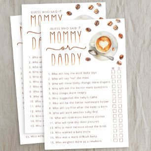 Mommy or Daddy Baby Shower Game Sheet