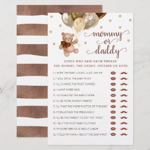 Mommy or Daddy Game Baby Shower Teddy Bear 