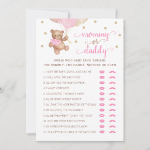Mommy or Daddy Game Baby Shower Teddy Bear  Invitation