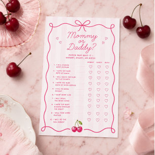 Mommy or Daddy Game Card Cherry Baby Shower