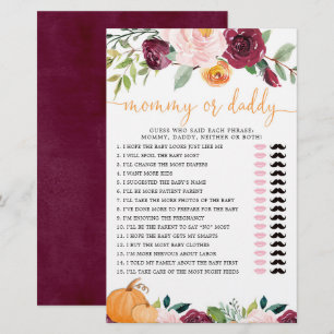Mommy or Daddy game Fall floral pumpkins