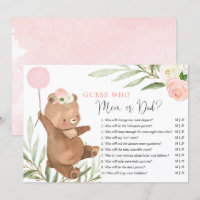Mommy or Daddy game pink floral teddy bear