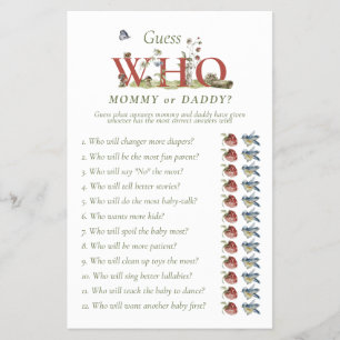 Mommy or Daddy Game Wildflower Strawberry Shower Flyer