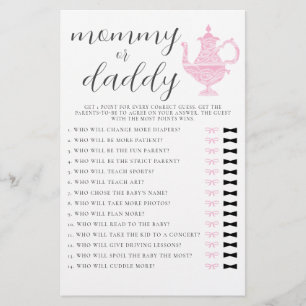 Mommy or Daddy Guess Tea Party Girl Baby Shower Flyer