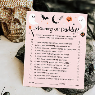 Mommy Or Daddy Pink Halloween Baby Shower Game