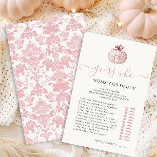 Mommy or Daddy Pink Pumpkin Girl Baby Shower Games