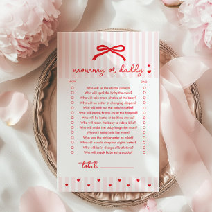 Mommy or daddy Red Bow Coquette Baby Shower game