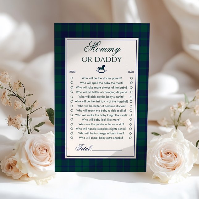 Mommy or Daddy Rocking horse Navy Plaid game (Creator Uploaded)