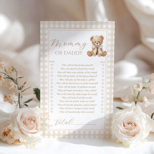 Mommy or daddy teddy bear Baby shower game