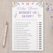 Mommy or Daddy Wildflowers Geese Baby Shower Game