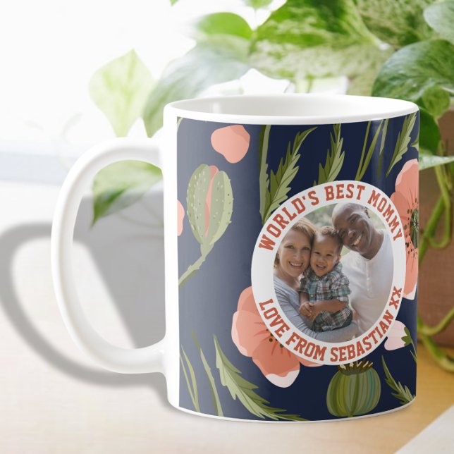  Mommy Personalized Photo Template Flower Pattern Coffee Mug (Creator Uploaded)