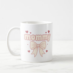 Mommy Pink Bow Hearts Cute Feminine Design Coffee Mug