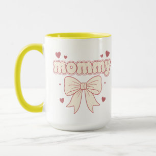 Mommy Pink Bow Hearts Cute Feminine Design Mug