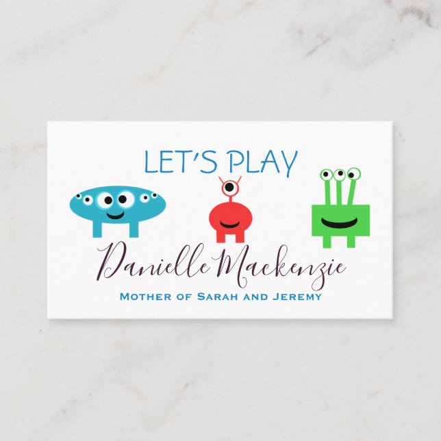 Mommy Play Date Playdate Business Calling Cards (Front)