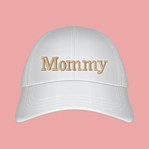 Mommy Preppy Off White Text Embroidered  Hat