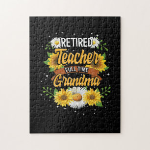 Mommy Retired Teacher Full Time Grandma Retirement Jigsaw Puzzle