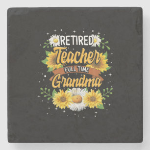 Mommy Retired Teacher Full Time Grandma Retirement Stone Coaster
