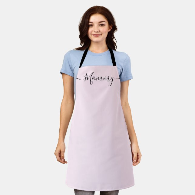 Mommy Simple Chic Elegant script Name Apron (Worn)