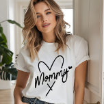 Mommy Simple Modern Script Typography Heart<br><div class="desc">Mommy Simple Modern Script Typography Heart Women's Fashion T-Shirt Top features the text "Mommy" in a fun modern script typography accented cute hearts. Perfect as a gift for mom for birthday,  Christmas,  Mother's Day and more. Designed by Evco Studio www.zazzle.com/store/evcostudio</div>
