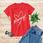 Mommy Simple Modern Script Typography Heart T-Shirt<br><div class="desc">Mommy Simple Modern Script Typography Heart Women's Fashion T-Shirt Top features the text "Mommy" in a fun modern script typography accented cute hearts. Perfect as a gift for mom for birthday,  Christmas,  Mother's Day and more. Designed by Evco Studio www.zazzle.com/store/evcostudio</div>