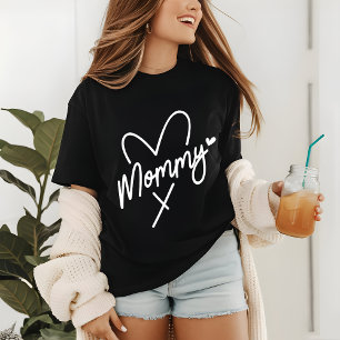 Mommy Simple Modern Script Typography Heart T-Shirt