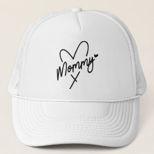 Mommy Simple Modern Script Typography Heart Trucker Hat