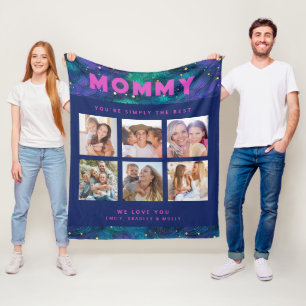 Mommy Simply The Best Photo Collage Personalized Fleece Blanket