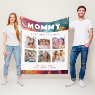 Mommy Simply The Best Photo Collage Personalized Fleece Blanket