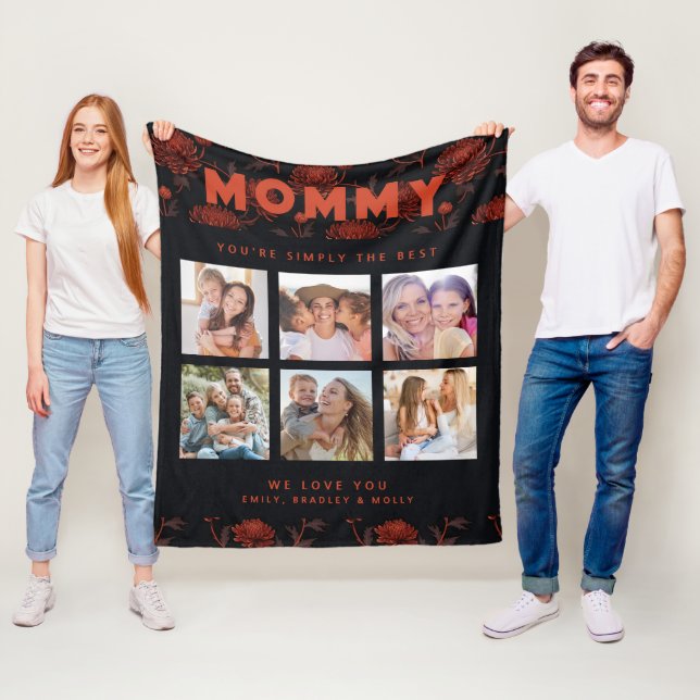 Mommy Simply The Best Photo Collage Personalized Fleece Blanket (In Situ)