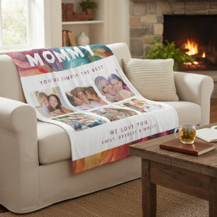 Mommy Simply The Best Photo Collage Personalized Fleece Blanket