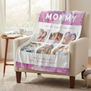 Mommy Simply The Best Photo Collage Personalized Fleece Blanket