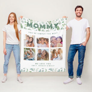 Mommy Simply The Best Photo Collage Personalized Fleece Blanket