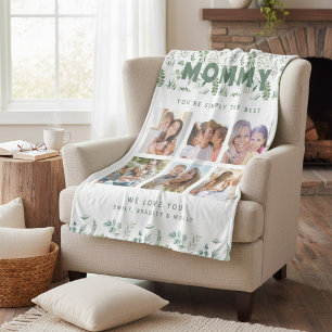 Mommy Simply The Best Six Photo Collage Gift Fleece Blanket