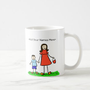 Mommy & Son - Brunette Family Custom Coffee Mugs
