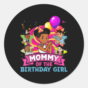 Mommy The Birthday Girl Party Pink Doll Family Dec Classic Round Sticker