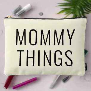Mommy Things Essentials Black Script Neutral Accessory Pouch