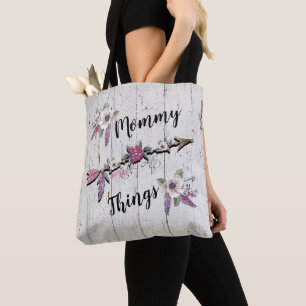 Mommy Things, Feathers and Flowers Tote Bag