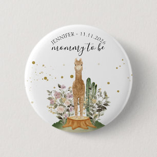 Mommy to be alpaca wildlife woodland animal 2 inch round button