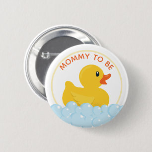 Mommy-to-Be Baby Shower Button   Cute Yellow Rubbe
