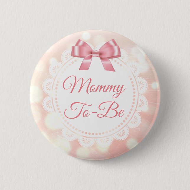 Mommy To Be Baby Shower Coral Lace Button (Front)