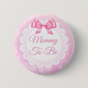 Mommy To Be Baby Shower Pink Lace Button