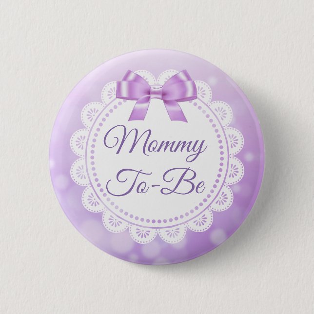 Mommy To Be Baby Shower Purple Lace Button (Front)