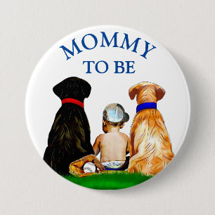 Mommy to be Baseball Themed Boy's Baby Shower Labs 3 Inch Round Button