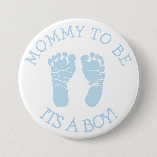 Mommy to be Blue and White Baby Shower Button (Front)