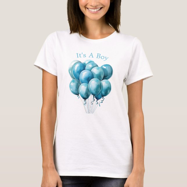 Mommy To Be Blue Balloons It's A Boy T-Shirt (Front)