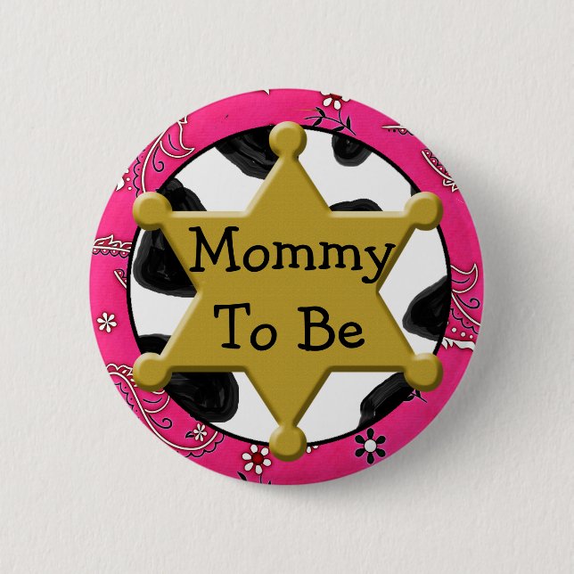Mommy to Be Blue Bandanna Baby Shower Button (Front)