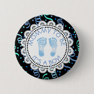 Mommy to be Blue & Black Baby Shower Button