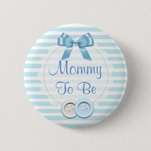 Mommy to be Blue Bow & Buttons Baby Shower Button