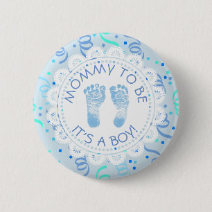 Mommy to be Blue confetti Baby Shower Button
